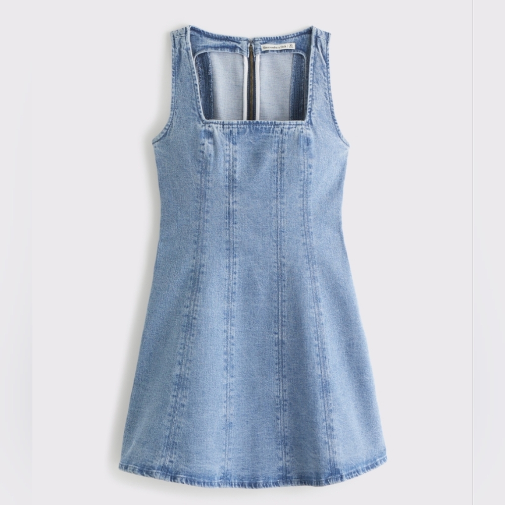 Abercrombie & Fitch Mila Squareneck Denim Mini Dress NWT - Picture 3 of 11